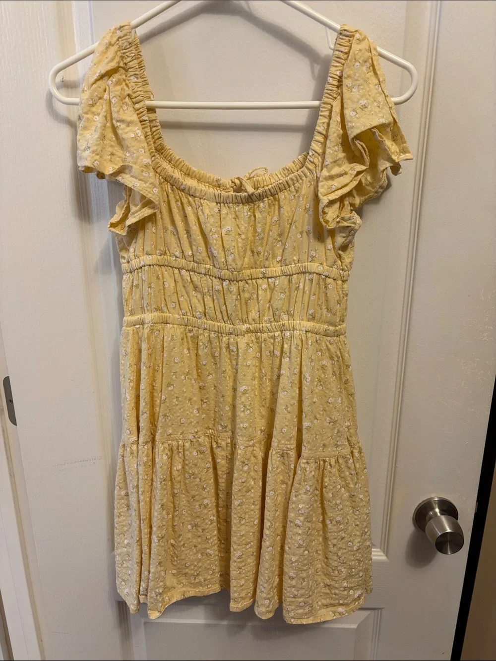 Arizona Jean Company Yellow Floral Tie-Strap Tiered Sundress